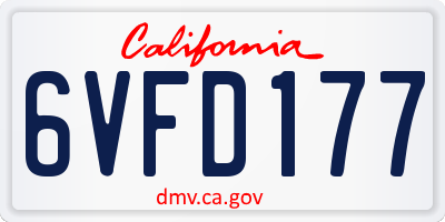 CA license plate 6VFD177