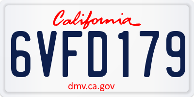 CA license plate 6VFD179