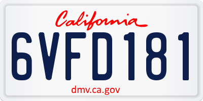 CA license plate 6VFD181