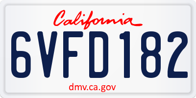 CA license plate 6VFD182