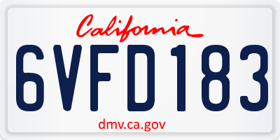 CA license plate 6VFD183