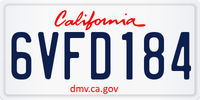 CA license plate 6VFD184