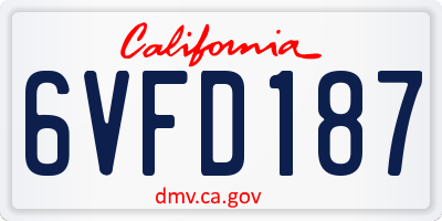 CA license plate 6VFD187