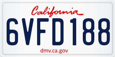 CA license plate 6VFD188
