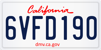 CA license plate 6VFD190