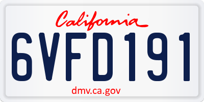 CA license plate 6VFD191