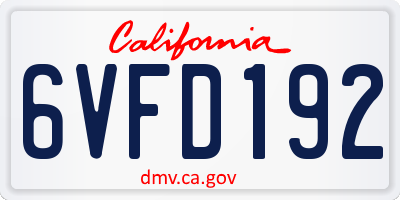 CA license plate 6VFD192