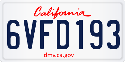 CA license plate 6VFD193