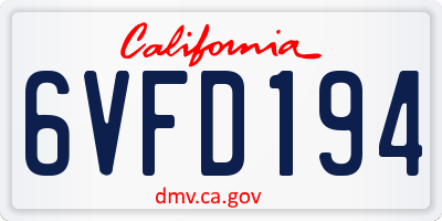 CA license plate 6VFD194