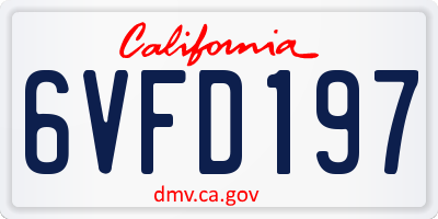 CA license plate 6VFD197