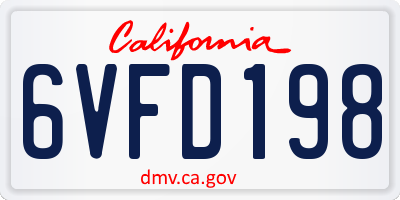 CA license plate 6VFD198