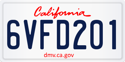 CA license plate 6VFD201