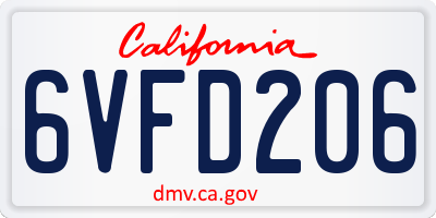 CA license plate 6VFD206