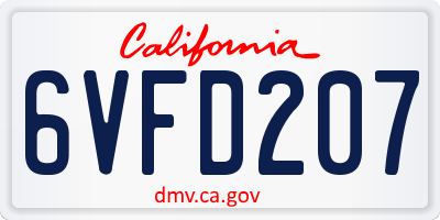 CA license plate 6VFD207