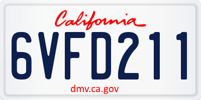 CA license plate 6VFD211