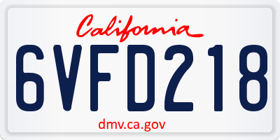 CA license plate 6VFD218