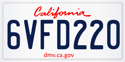 CA license plate 6VFD220