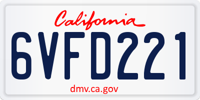 CA license plate 6VFD221