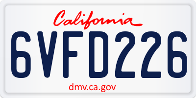 CA license plate 6VFD226