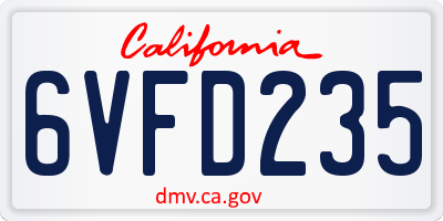 CA license plate 6VFD235