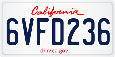 CA license plate 6VFD236