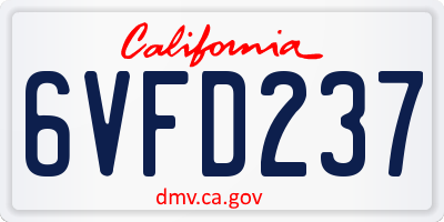 CA license plate 6VFD237