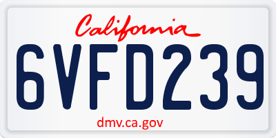 CA license plate 6VFD239