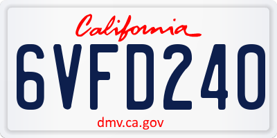CA license plate 6VFD240