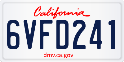 CA license plate 6VFD241