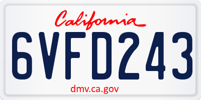 CA license plate 6VFD243
