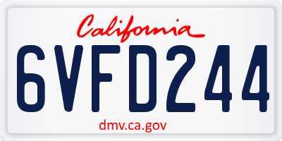 CA license plate 6VFD244
