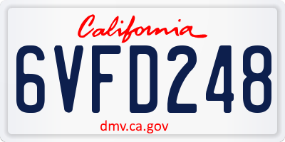 CA license plate 6VFD248