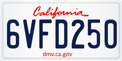 CA license plate 6VFD250