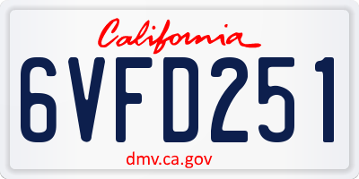 CA license plate 6VFD251