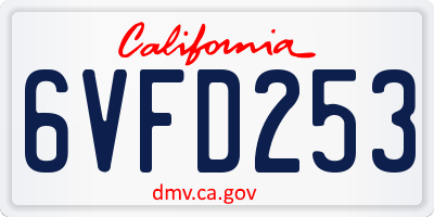 CA license plate 6VFD253