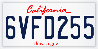 CA license plate 6VFD255