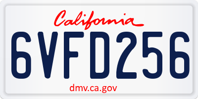 CA license plate 6VFD256