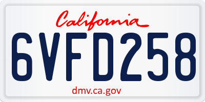 CA license plate 6VFD258