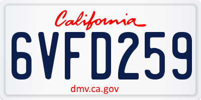 CA license plate 6VFD259