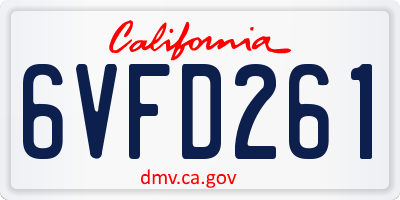 CA license plate 6VFD261
