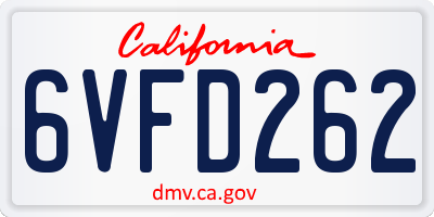 CA license plate 6VFD262