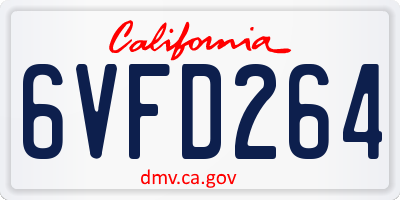 CA license plate 6VFD264