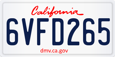 CA license plate 6VFD265