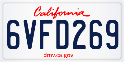 CA license plate 6VFD269