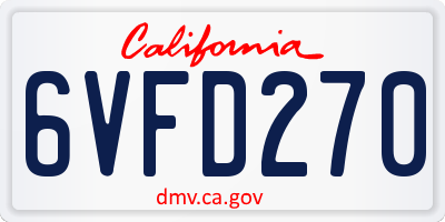 CA license plate 6VFD270