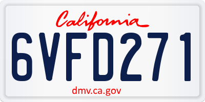 CA license plate 6VFD271