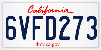 CA license plate 6VFD273