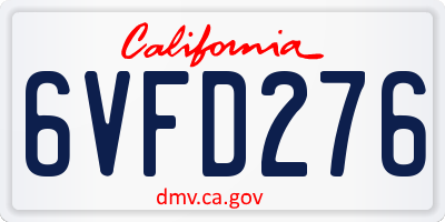 CA license plate 6VFD276