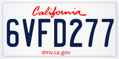 CA license plate 6VFD277