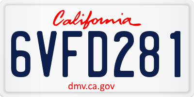 CA license plate 6VFD281
